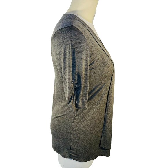 AB Studio Tunic Blouse Womens XL Olive Gray Cascade Front V-Neck Half Sleeve - Picture 4 of 14